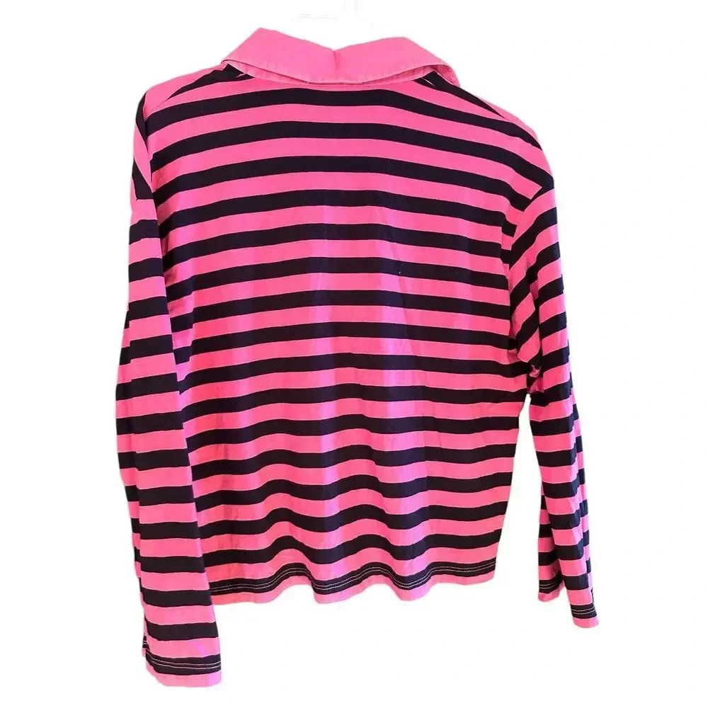 Stateside Black & Pink Striped Jersey Rugby Polo Shirt Top Size XS - Picture 2 of 5